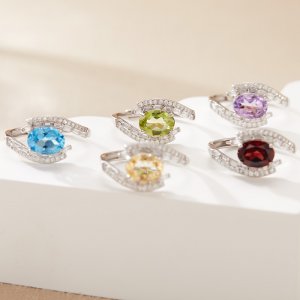 S925 Sterling Silver Natural Gemstone Ring High-End Unique